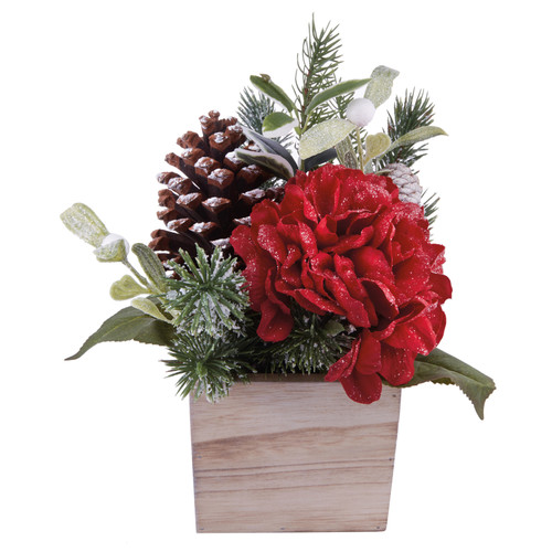 Red Hydrangea and Pine Boxed Floral Arrangement | The Shops at Colonial Williamsburg