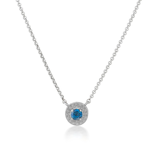 Shop Genuine London Blue Topaz Dainty Pendant in 14K Solid Gold Online