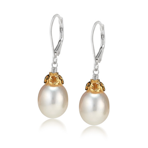 Large Pearl Drop Earrings with 18k Gold Vermeil | The Shops at Colonial Williamsburg