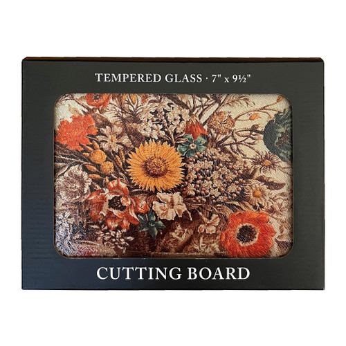 Lunarable Sunflower Cutting Board, 3 Sunflowers on Wooden Background at Top  Left Corner Picture Print, Tempered Glass Serving Board, Wine Bottle