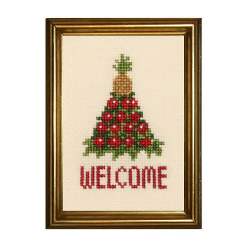 Pineapple and Apple Cone "Welcome" Mini Counted Cross Stitch Kit | The Shops at Colonial Williamsburg