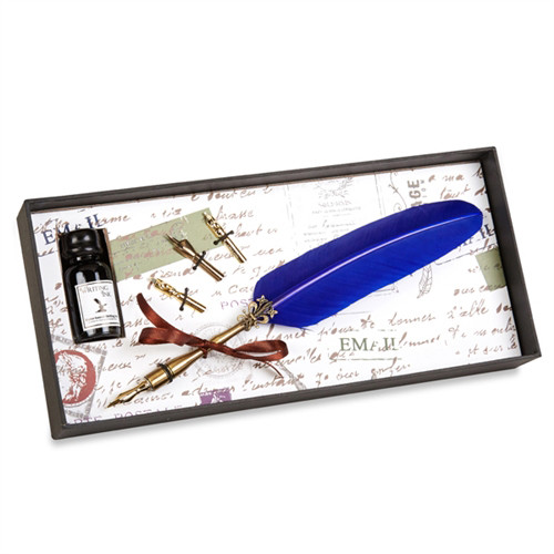 Blue Quill Feather Nib Pen & Ink Writing Set | The Shops at Colonial Williamsburg