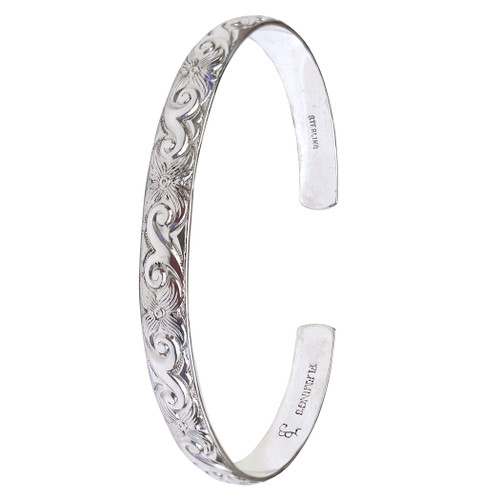 Floral Pattern Sterling Silver C-Band Bracelet - Adult | The Shops at Colonial Williamsburg
