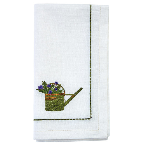 Embroidered Watering Can and Flowers Napkin | The Shops at Colonial Williamsburg