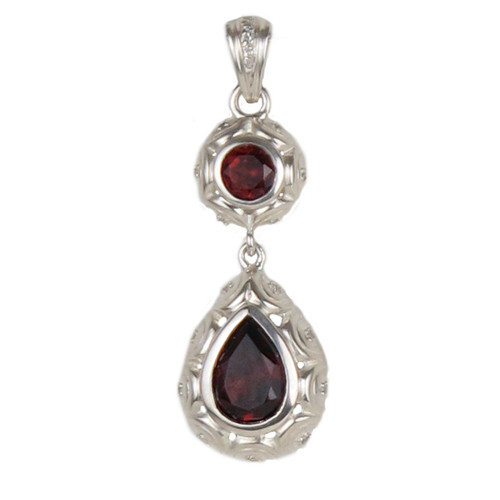 Sterling Silver Double Drop Garnet Pendant | The Shops at Colonial Williamsburg