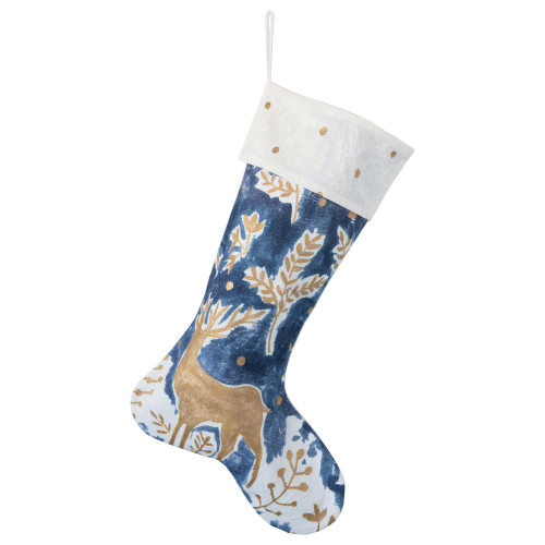 Blue & Gold Reindeer Stocking | The Shops at Colonial Williamsburg