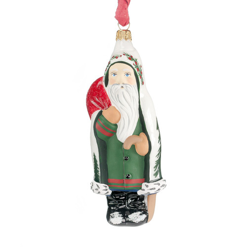 Vaillancourt Santa Ornament with Gold Ornaments