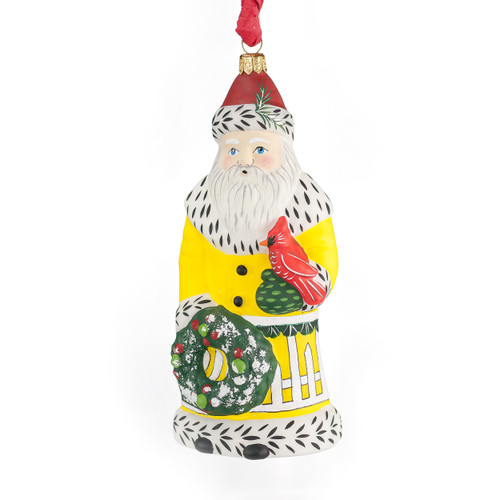 Vaillancourt Santa Ornament with Gold Ornaments