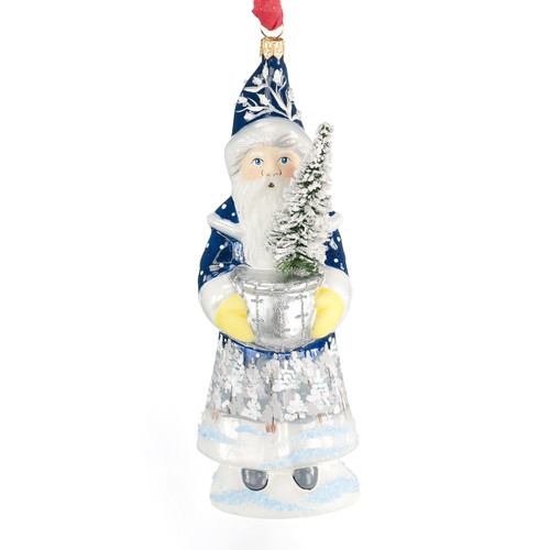 Vaillancourt Santa Ornament with Gold Ornaments