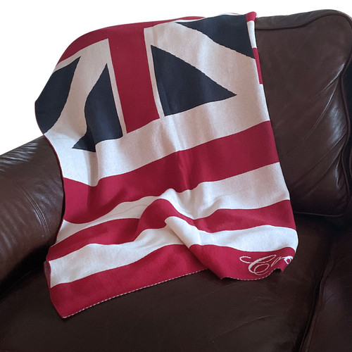 Union Jack Flag Blanket Throw - 69 x 48 USA Made by Pure Country The Flag Collection - Merino Lambswool Throw Blankets - Bronte Moon