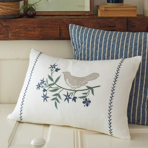 Craft & Forge "Songbird" Embroidered Pillow by Taylor Linens | The Shops at Colonial Williamsburg