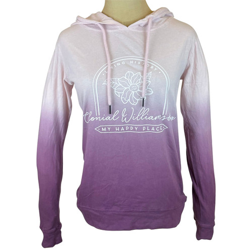 Colonial Williamsburg “Happy Place” Ombre Long Sleeve Hooded T-Shirt – Adult Women’s | The Shops at Colonial Williamsburg