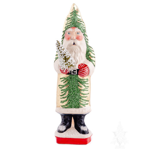 Vaillancourt Chalkware Santa with Gold Coat & Tree | The Shops at Colonial Williamsburg