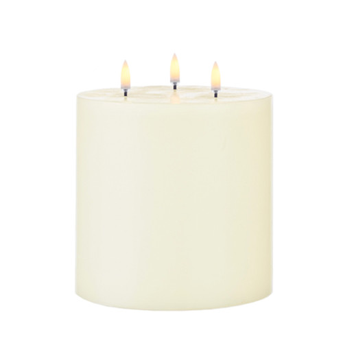 Uyuni Ivory Triflame Pillar Flameless Candle, 6" x 7" | The Shops at Colonial Williamsburg