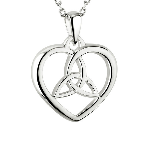 Love Knot Necklace 925 Sterling Silver Celtic Amulet Heart Pendant