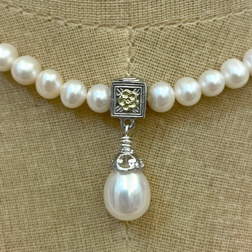 Natural pearls necklace combo with large link chain, toggle clasp