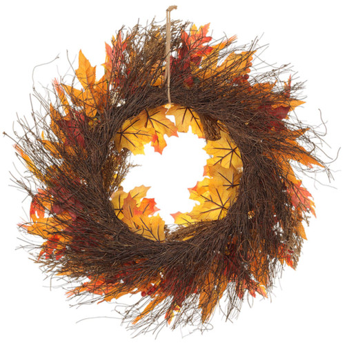 Orange Berry, Maple Leaf, and Feather Fall Wreath 24" | The Shops at Colonial Williamsburg