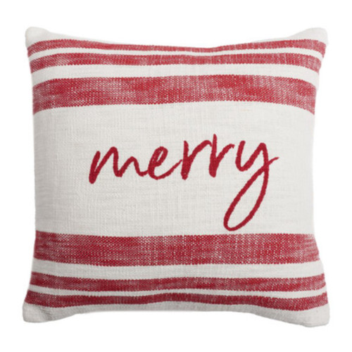 Merry Red Holiday Throw Pillow