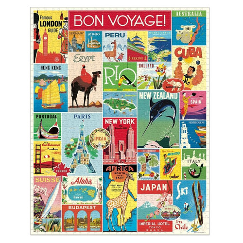 Vintage Travel Posters (502 Piece Wooden Jigsaw Puzzle)