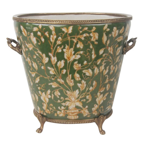 Green Trailing Floral Ceramic Footed Planter | The Shops at Colonial Williamsburg