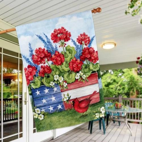 Red Geranium Patriotic House Flag | The Shops at Colonial Williamsburg