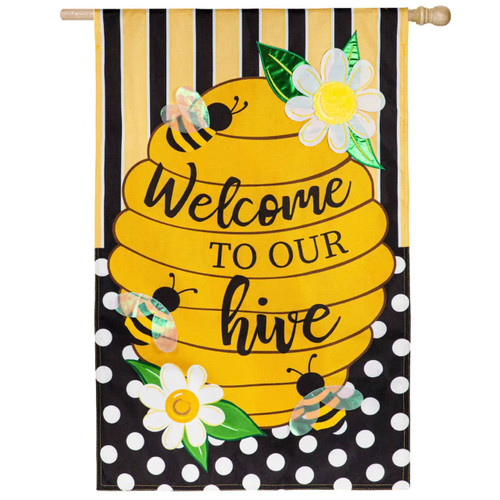 "Welcome to our Hive" Bee Summer House Flag | The Shops at Colonial Williamsburg