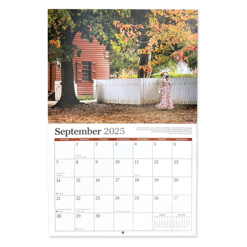 2025 Colonial Williamsburg Wall Calendar - September | The Shops at Colonial Williamsburg