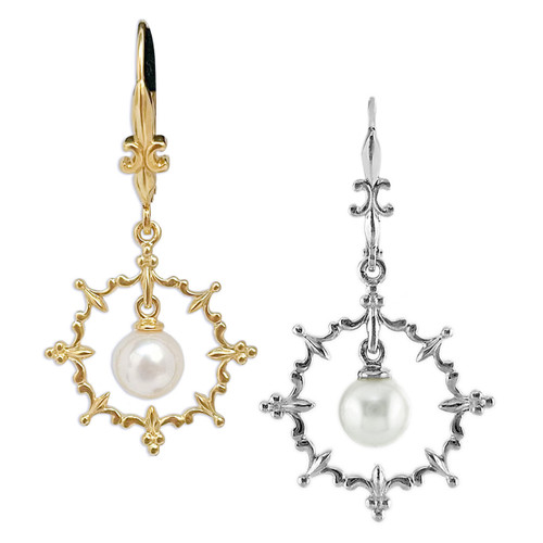 White Pearl in Circle Leverback Drop Earrings | The Shops at Colonial Williamsburg White Pearl in Circle Leverback Drop Earrings | The Shops at Colonial Williamsburg