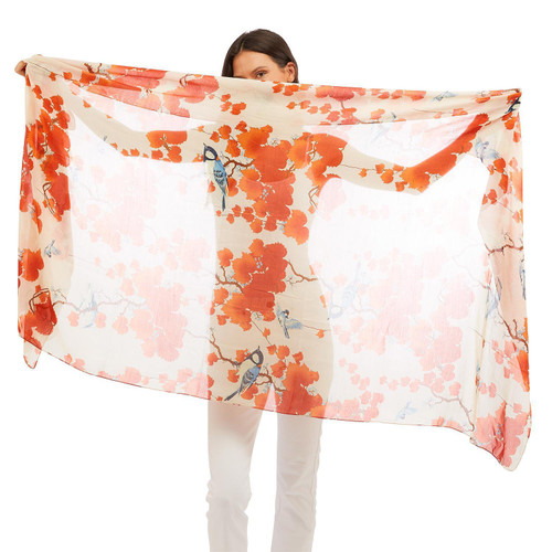 Red Blossom Branch Viscose & Modal Scarf | The Shops at Colonial Williamsburg