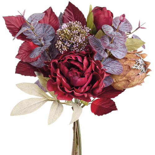 Burgundy Red Peony & Blue Eucalyptus Fall Floral Bouquet 14" | The Shops at Colonial Williamsburg Burgundy Red Peony & Blue Eucalyptus Fall Floral Bouquet 14" | The Shops at Colonial Williamsburg