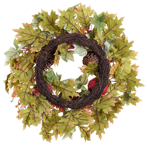 Maple Oak Pinecone & Orange Pumpkin Fall Wreath 26" | The Shops at Colonial Williamsburg