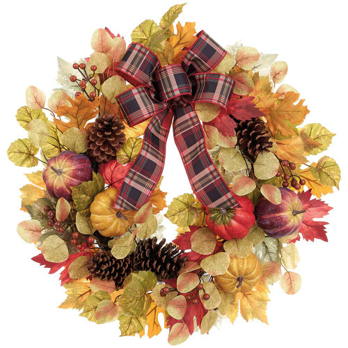 Pumpkin, Pinecone, and Maple Leaves Fall Wreath 24" | The Shops at Colonial Williamsburg Pumpkin, Pinecone, and Maple Leaves Fall Wreath 24" | The Shops at Colonial Williamsburg