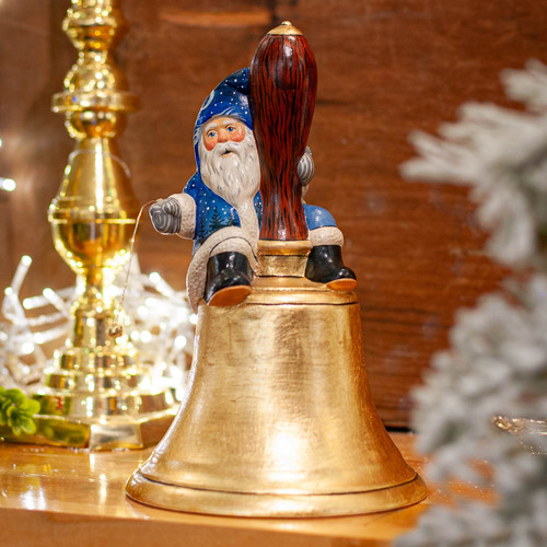 Vaillancourt Chalkware Midnight Sky Santa on School Bell | The Shops at Colonial Williamsburg