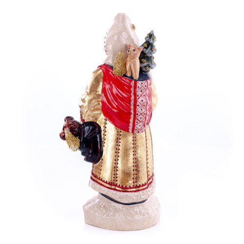 Vaillancourt Chalkware Gold European Father Christmas with Teddy Bears | The Shops at Colonial Williamsburg