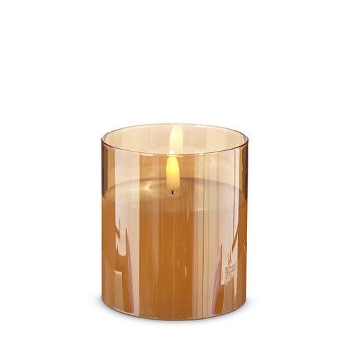 Raz Flameless Pillar Candle in Glass Holder - Gold | The Shops at Colonial Williamsburg