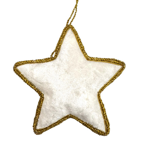 White and Gold Beaded Fabric Ornament | The Shops at Colonial Williamsburg
