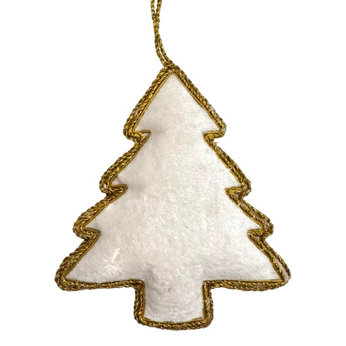 White and Gold Beaded Fabric Ornament | The Shops at Colonial Williamsburg