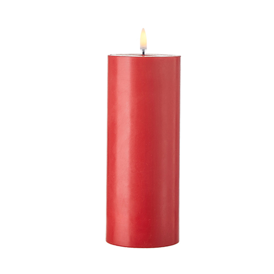 Uyuni Red Pillar Flameless Candle, 3" x 9"