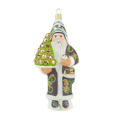 Vaillancourt Santa Ornament with Gold Ornaments