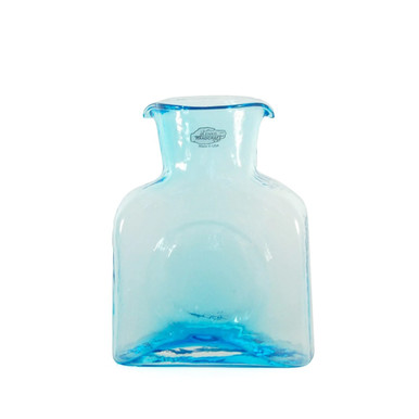 Blenko Glass Water Bottle Ice Blue Yellow Dollop 384 