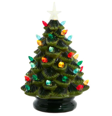 Green Ceramic Lighted Christmas Tree