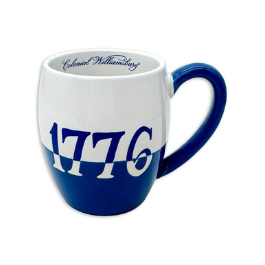 Colonial Williamsburg Etched Blue & White 1776 Mug