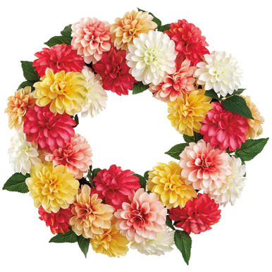 Multicolor Dahlia Flowers Wreath 20