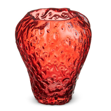 Red Strawberry Glass Flower Vase