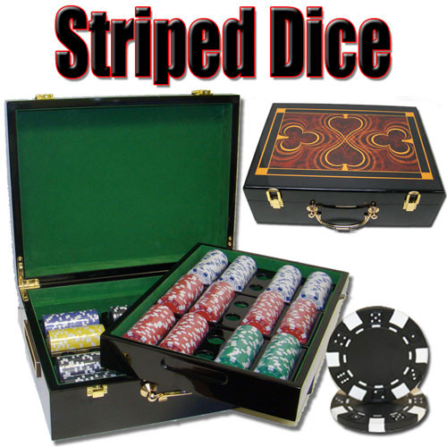 500 Ct - Pre-Packaged Striped Dice 11.5g - Hi Gloss