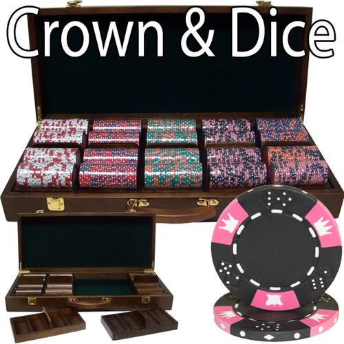 500 Ct - Pre-Packaged - Crown and Dice 14g - Walnut Case