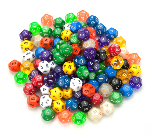 100+ Pack of Random D12 Polyhedral Dice in Multiple Color