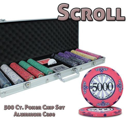 500 Ct Custom Breakout Scroll Chip Set - Aluminum Case