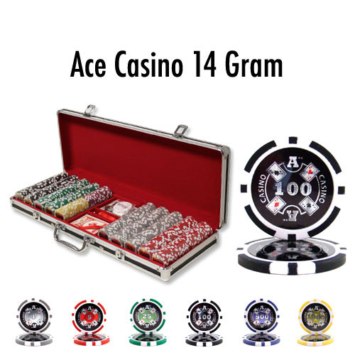 500 Ct - Pre-Packaged - Ace Casino 14 Gram - Black Aluminum