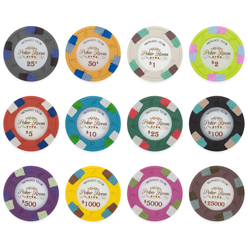 Monaco Club 13.5 Gram Poker Chips Sample Pack - 12 Chips